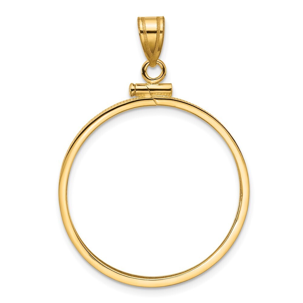 14k Yellow Gold Polished 27.0mm X 2.35mm Screw Top Coin Bezel Pendant